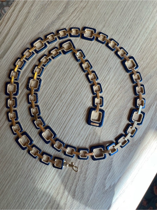 St. John Accessories - Vintage 90’s St. John navy and gold enamel chain belt